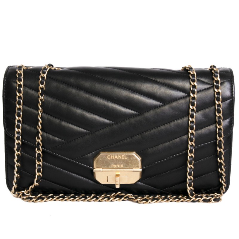 bag CHANEL quilted black leather collection spring 2015 - VALOIS VINTAGE  PARIS