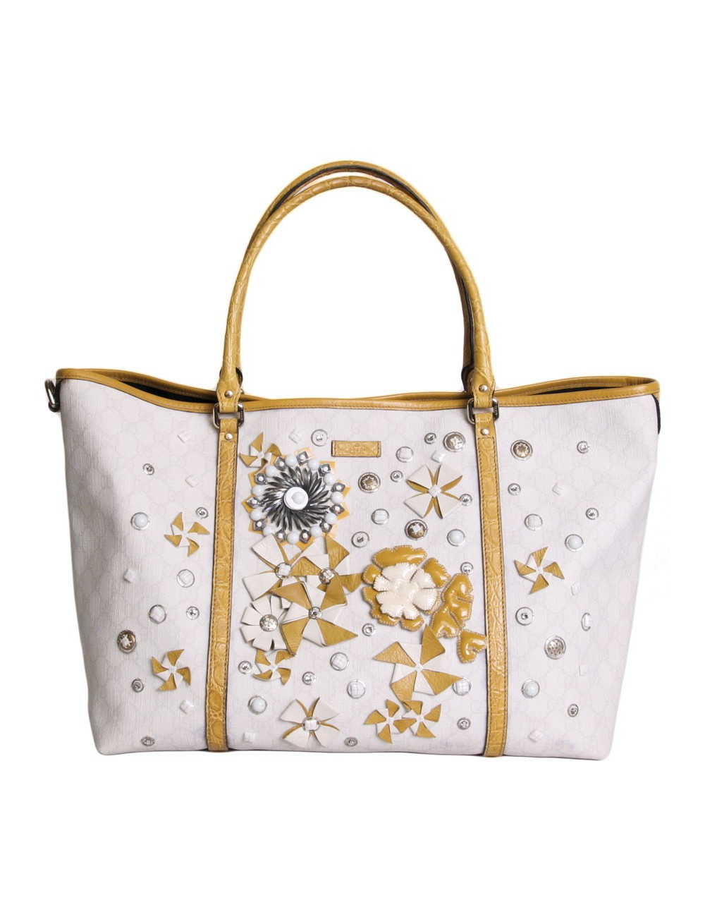 Sac  cabas GUCCI en cuir exotique et toile monogram