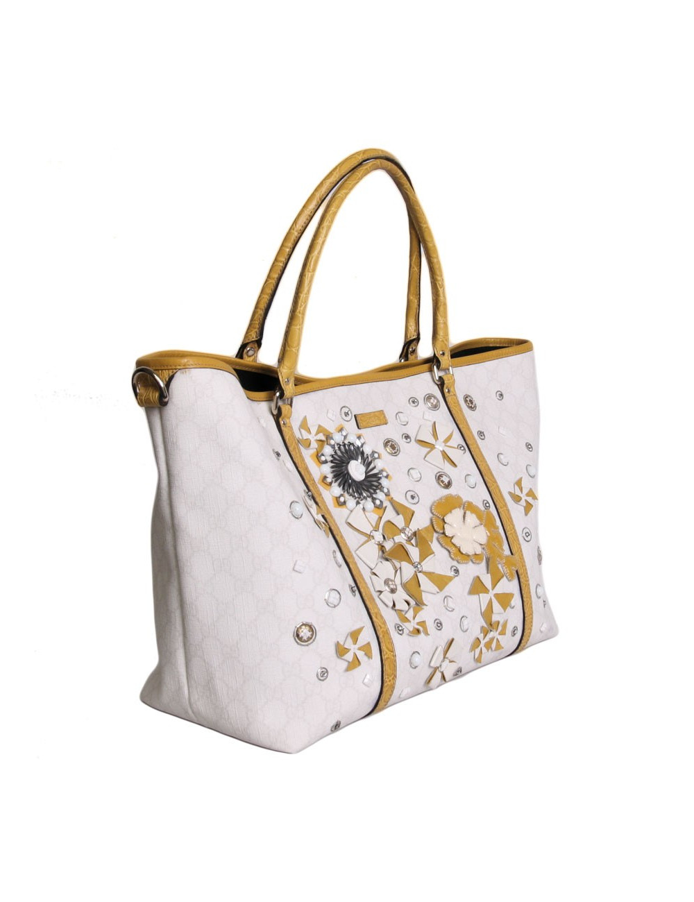 Sac  cabas GUCCI en cuir exotique et toile monogram