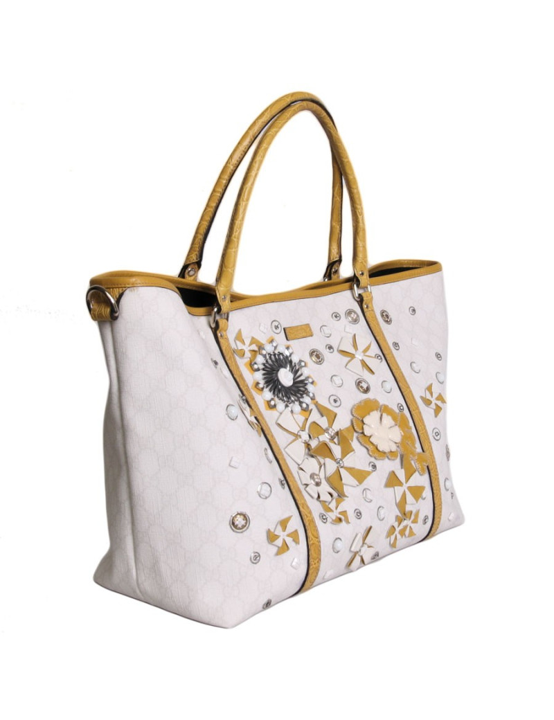 Sac  cabas GUCCI en cuir exotique et toile monogram