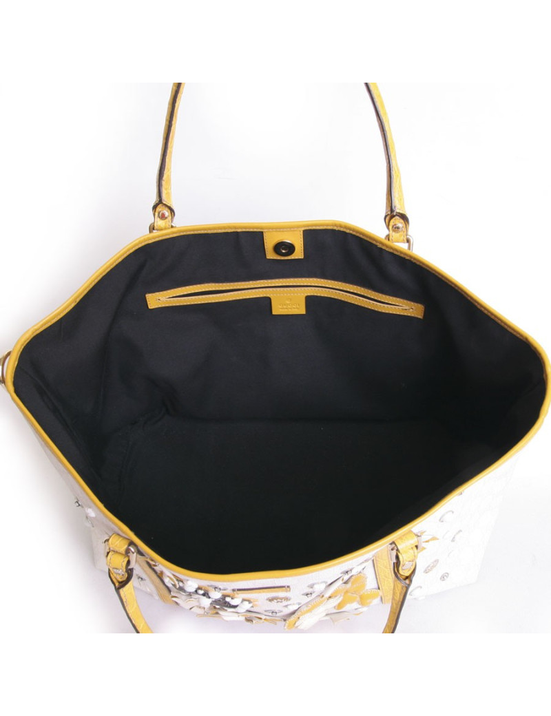 Sac  cabas GUCCI en cuir exotique et toile monogram