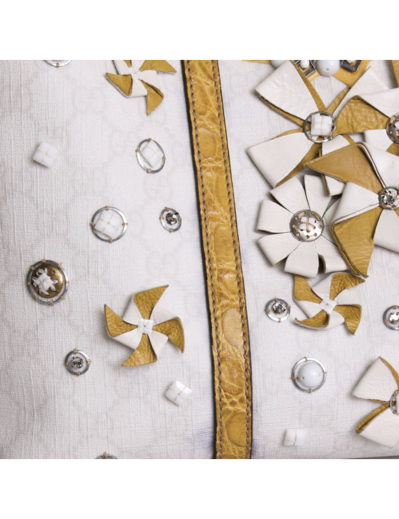 Sac  cabas GUCCI en cuir exotique et toile monogram