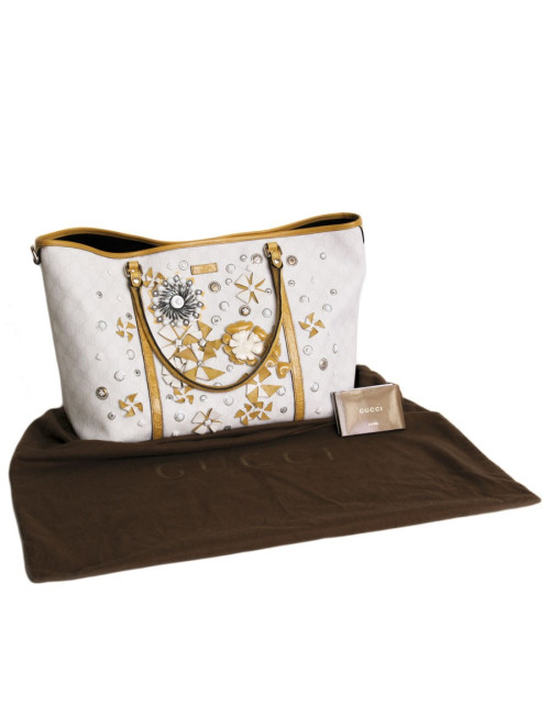 Sac  cabas GUCCI en cuir exotique et toile monogram