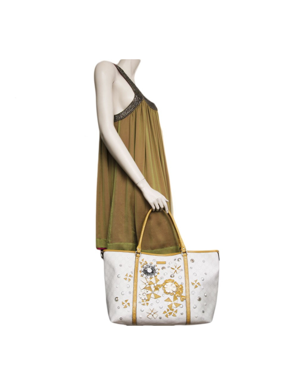 Sac  cabas GUCCI en cuir exotique et toile monogram