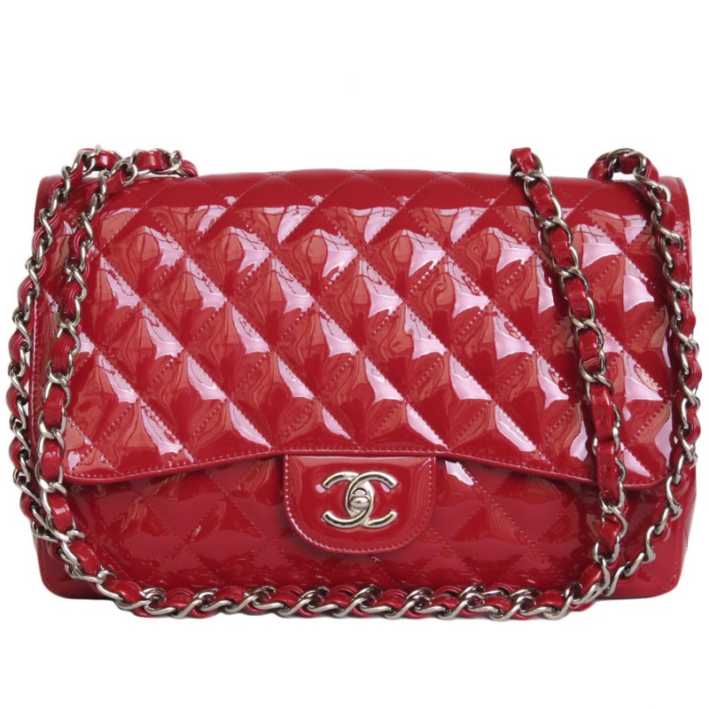 CHANEL Jumbo red patent leather bag - VALOIS VINTAGE PARIS