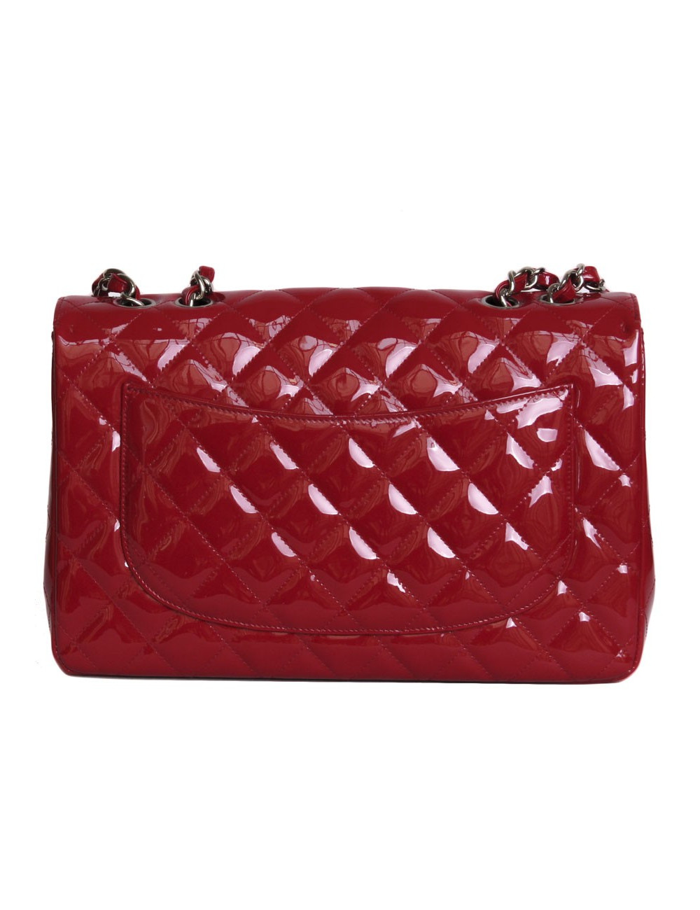 CHANEL Jumbo red patent leather bag