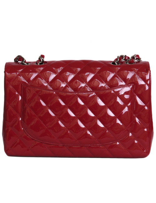 CHANEL Jumbo red patent leather bag