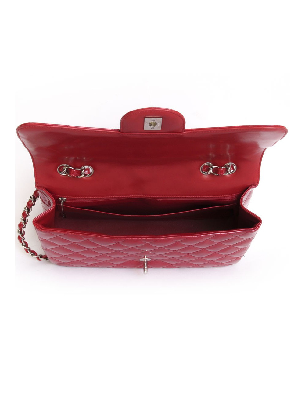 Sac Jumbo CHANEL cuir verni rouge
