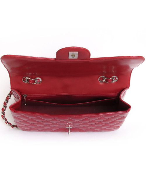 CHANEL Jumbo red patent leather bag