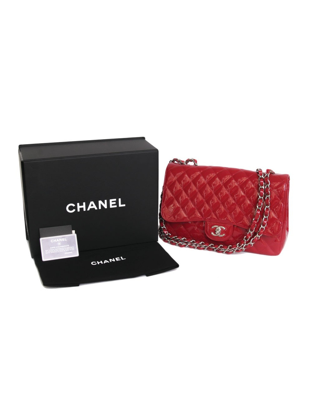 Sac Jumbo CHANEL cuir verni rouge