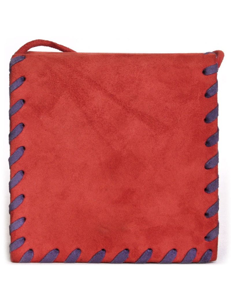 pochette YVES SAINT LAURENT en daim rouge et violet