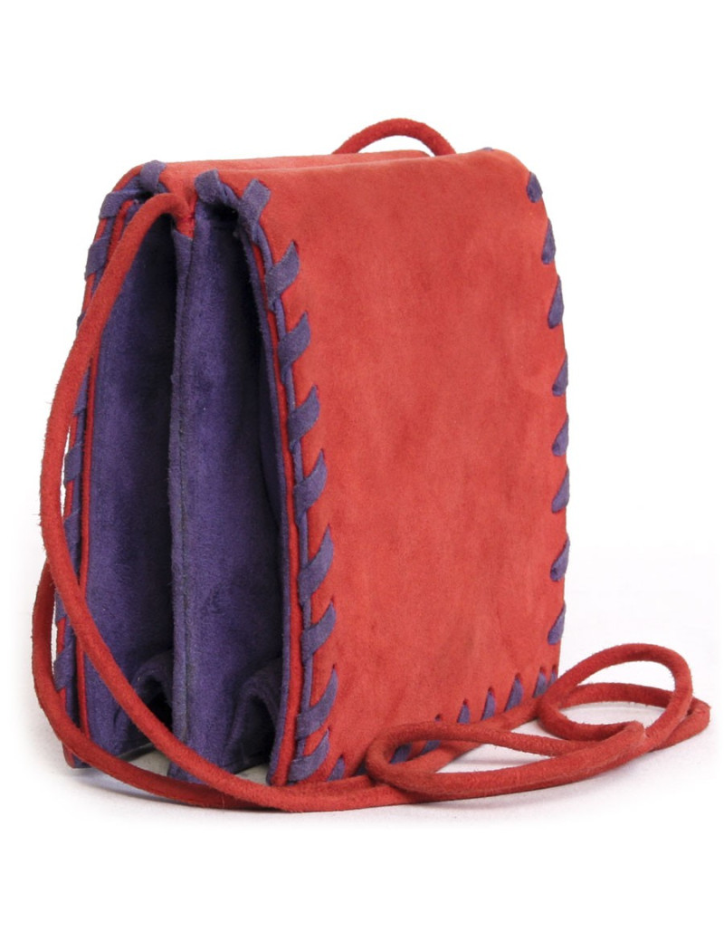 pochette YVES SAINT LAURENT en daim rouge et violet