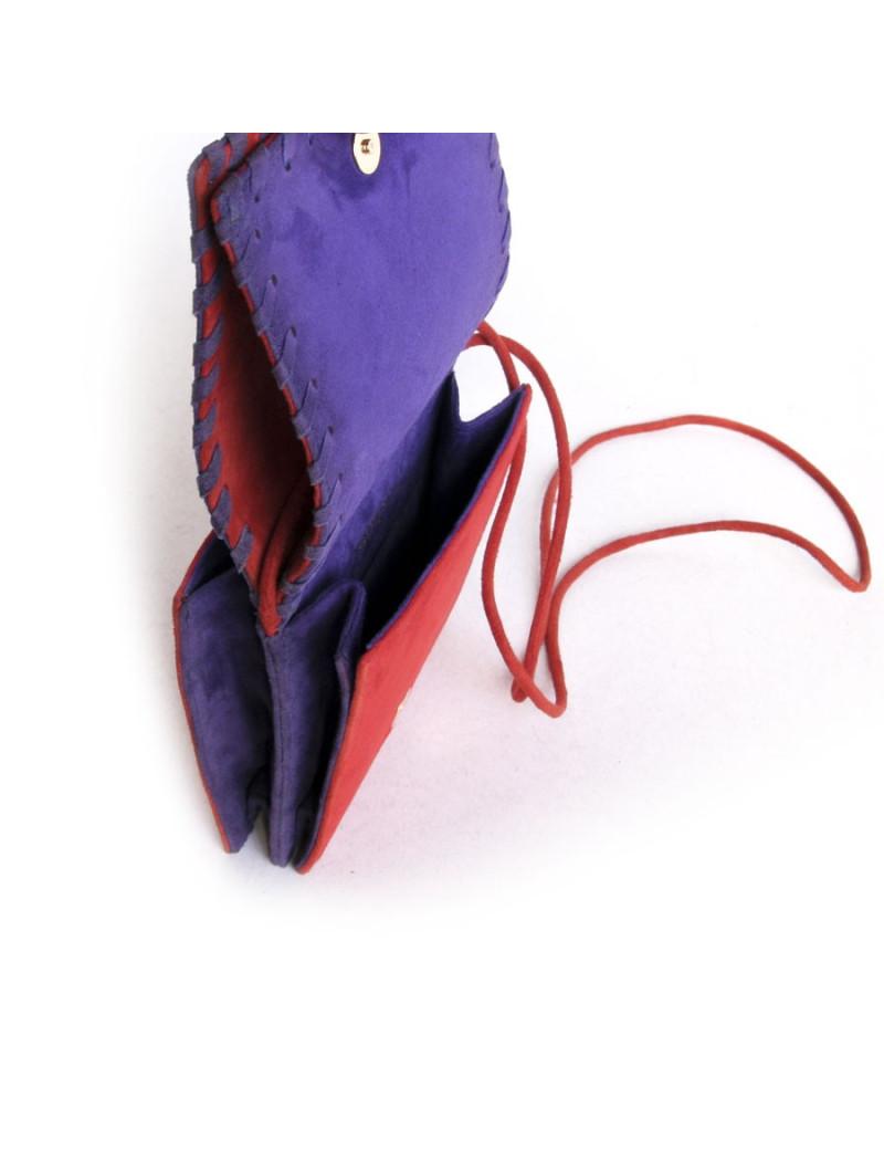 YVES SAINT LAURENT suede red and purple Vintage pouch