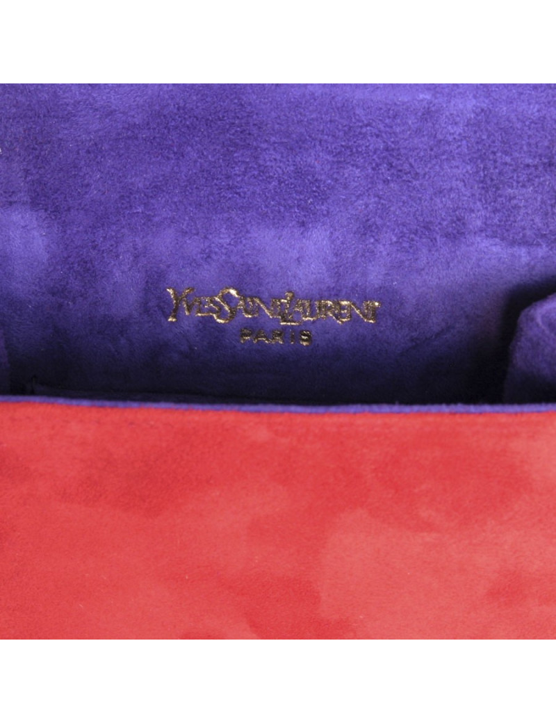 YVES SAINT LAURENT suede red and purple Vintage pouch