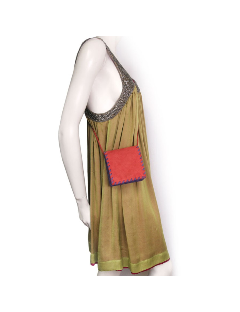 YVES SAINT LAURENT suede red and purple Vintage pouch