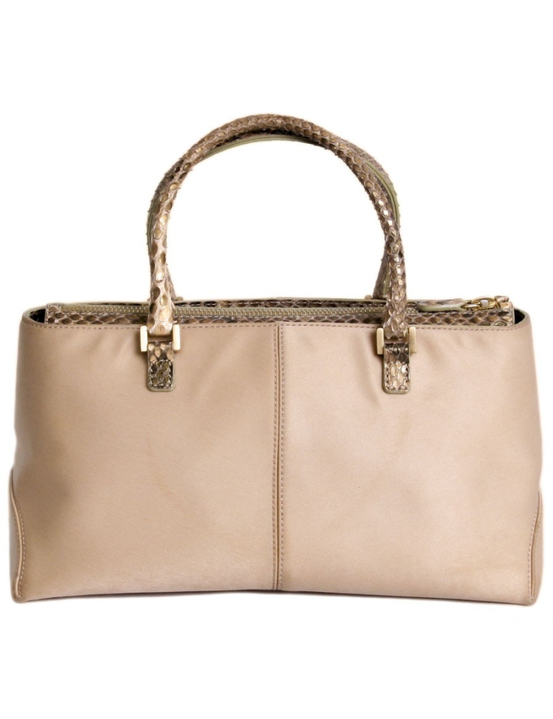 Mini handbag TOD's leather Duchess and python gold satin