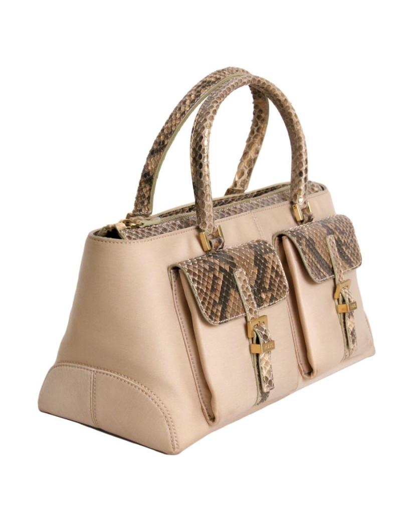 Mini handbag TOD's leather Duchess and python gold satin