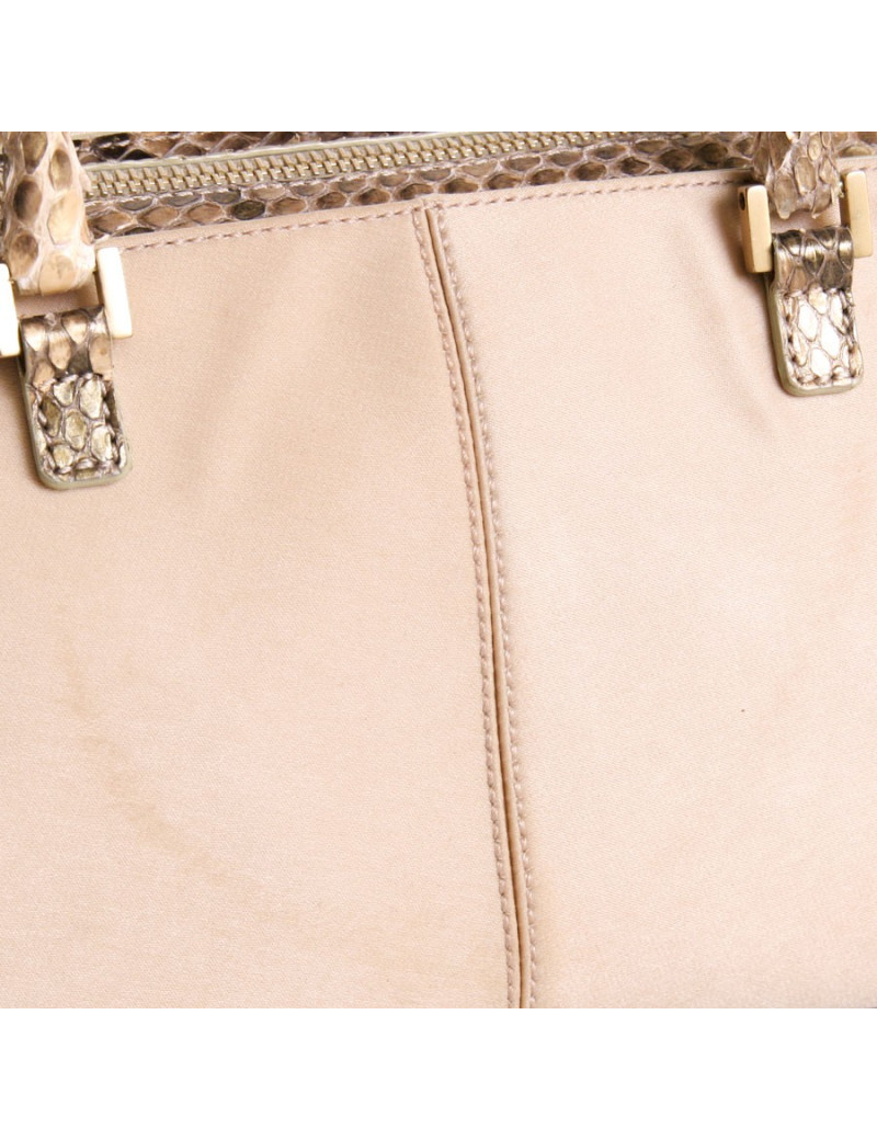 Mini sac à main TOD'S cuir recouvert de satin et python gold