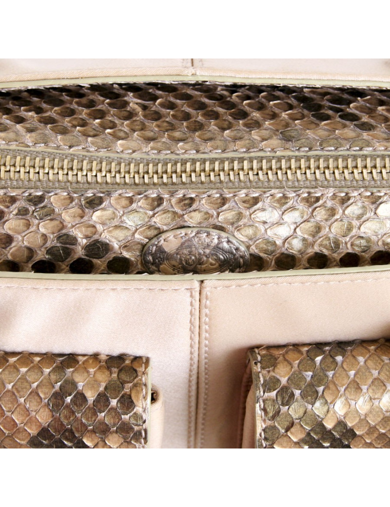 Mini sac à main TOD'S cuir recouvert de satin et python gold