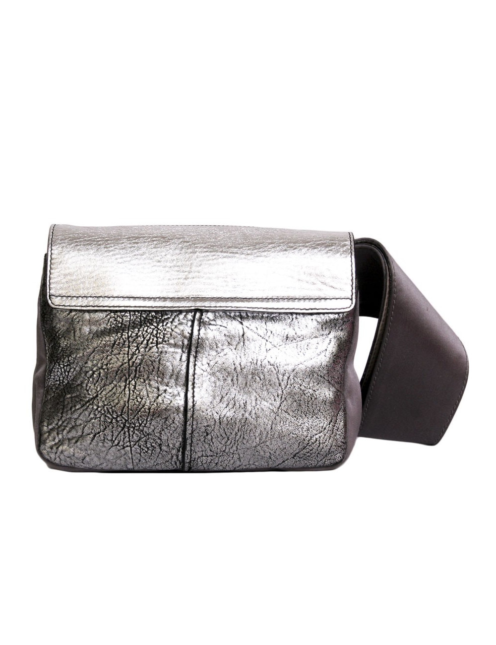 mini sac à main CHLOE argenté en cuir, python  et satin