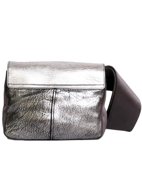 mini sac à main CHLOE argenté en cuir, python  et satin