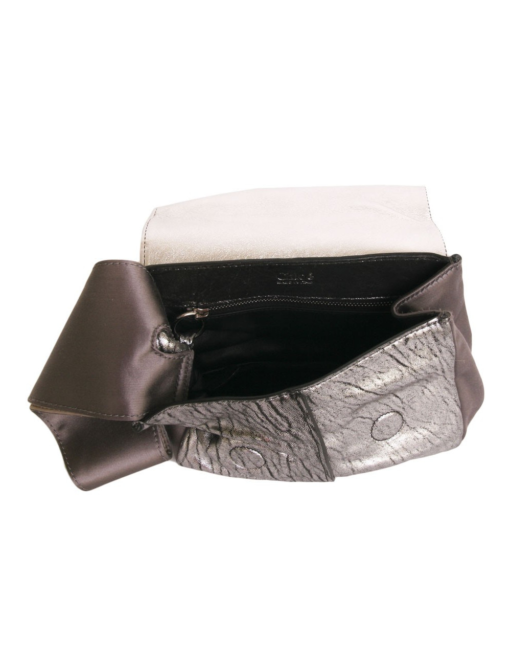 mini sac à main CHLOE argenté en cuir, python  et satin