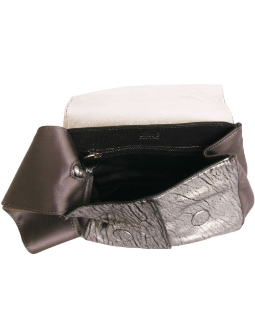 mini sac à main CHLOE argenté en cuir, python  et satin