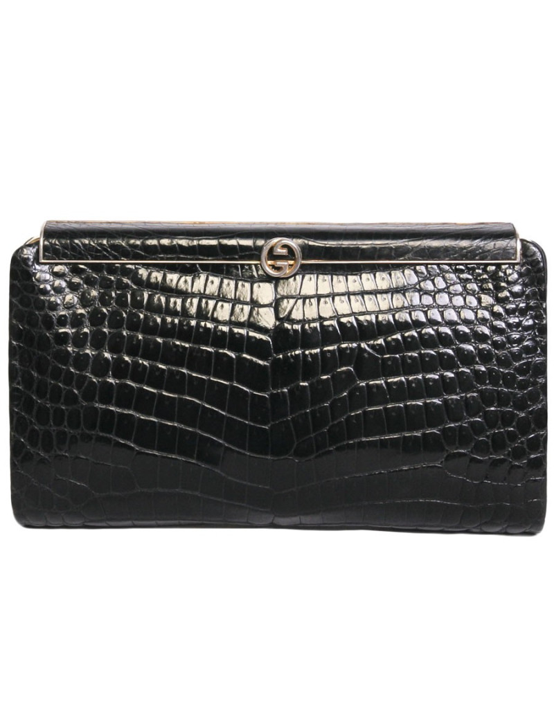 pochette GUCCI en cuir croco verni vintage