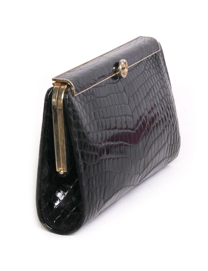 pochette GUCCI en cuir croco verni vintage