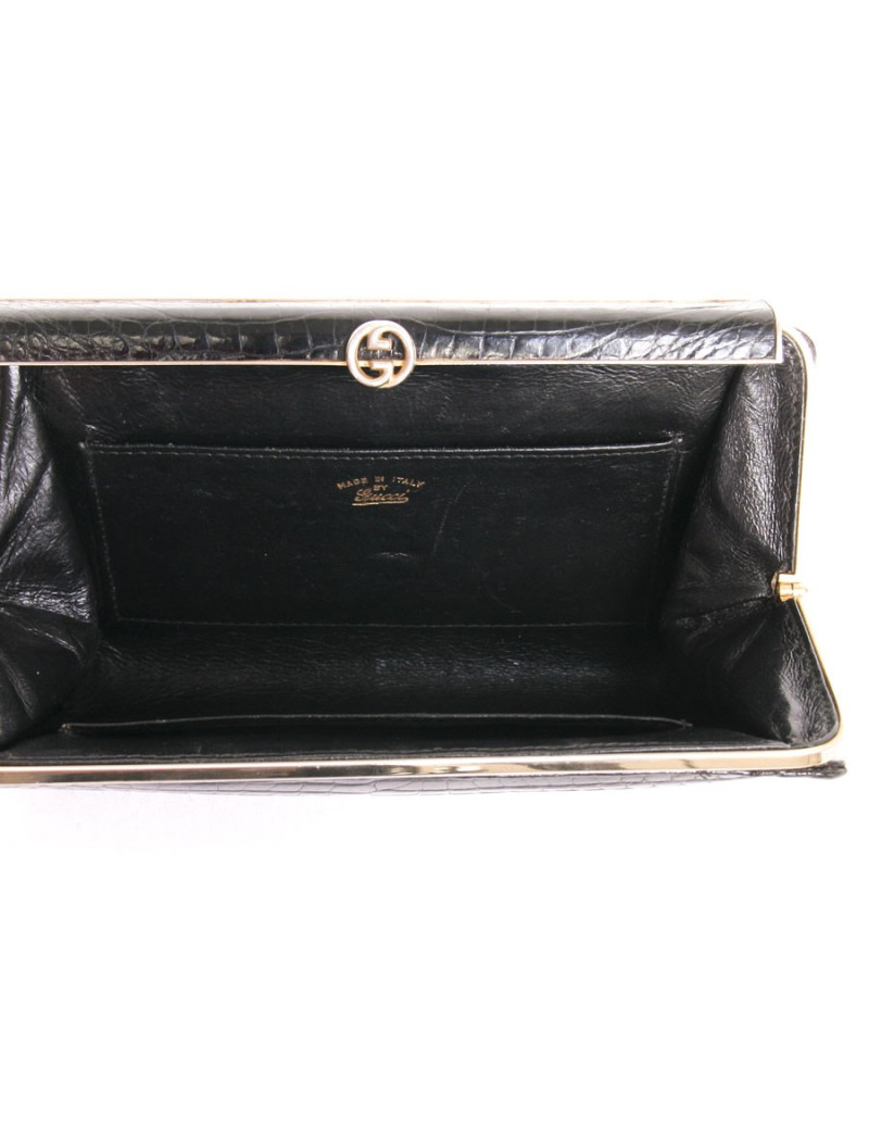pochette GUCCI en cuir croco verni vintage