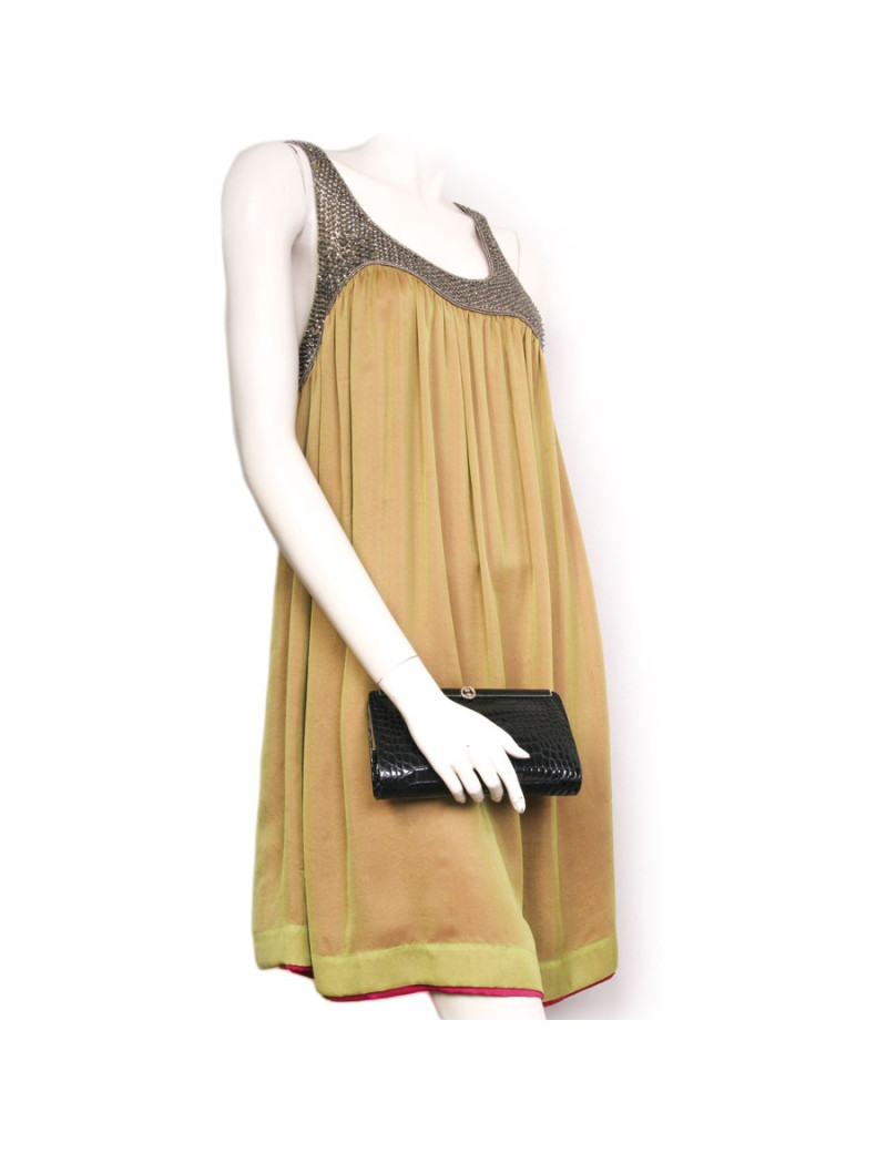 pochette GUCCI en cuir croco verni vintage