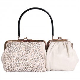 SONIA RYKIEL anniversary collection in White leather and pearls handbag