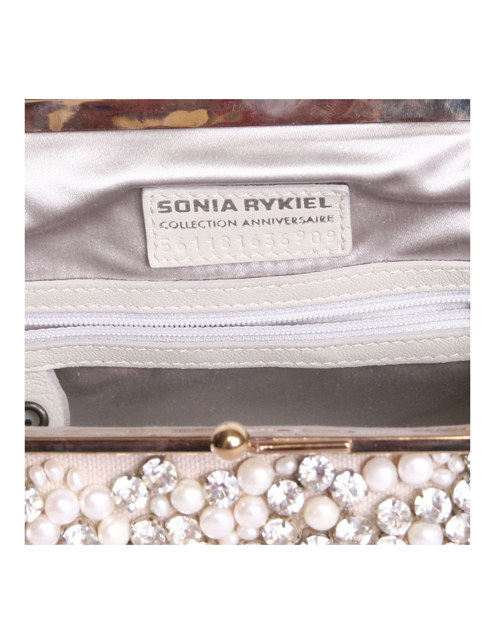 SONIA RYKIEL anniversary collection in White leather and pearls handbag