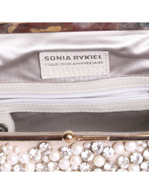 SONIA RYKIEL anniversary collection in White leather and pearls handbag