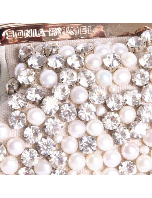 SONIA RYKIEL anniversary collection in White leather and pearls handbag