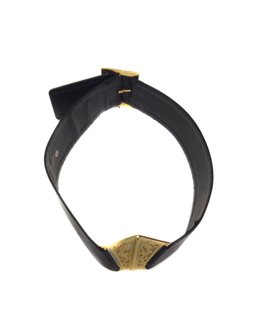 Ceinture CHANEL en cuir noir vintage 