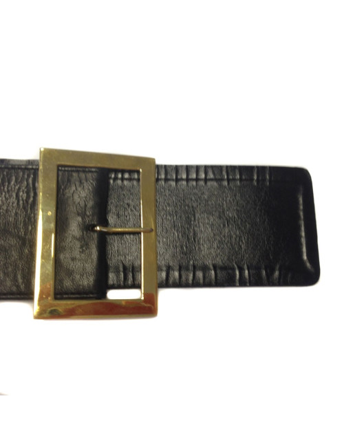 Ceinture CHANEL en cuir noir vintage 