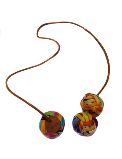 "Petit H" Hermes en cuir et tissu multicolore