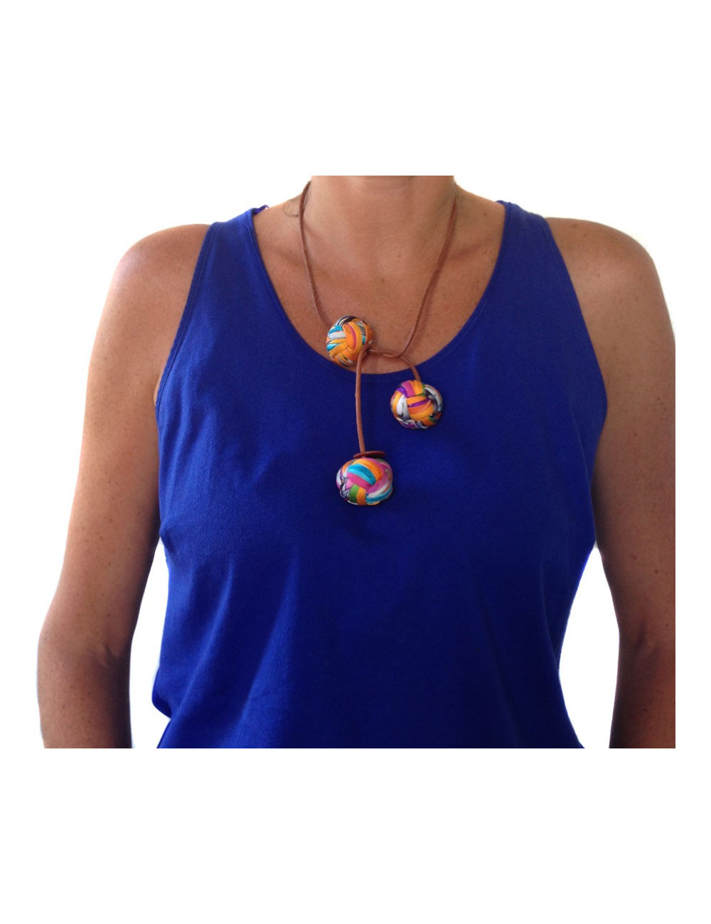 "Little H" necklace leather and multicoloured scarves Hermes