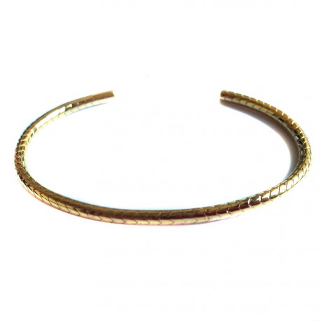 bracelet "jonc armure" gravé de chevron SAINT LAURENT en vermeil doré