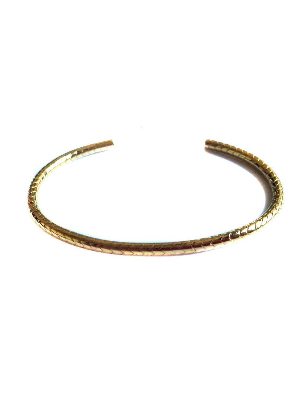 bracelet "jonc armure" gravé de chevron SAINT LAURENT en vermeil doré
