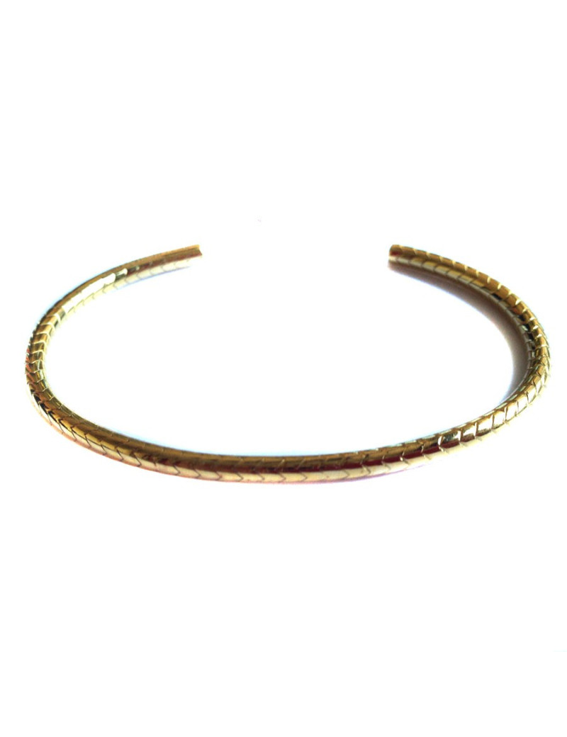 bracelet "jonc armure" gravé de chevron SAINT LAURENT en vermeil doré