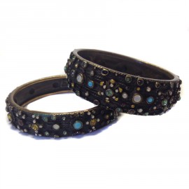 JEAN PAUL GAULTIER bracelets set with Rhinestones and and pearls