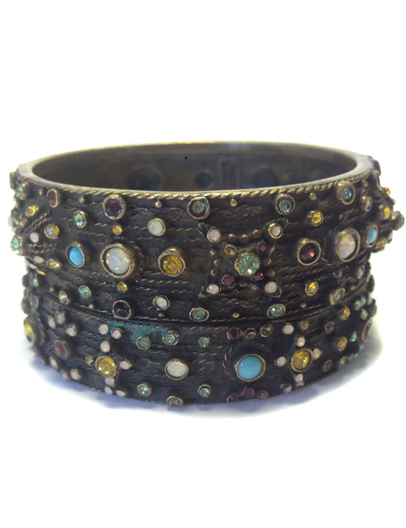 JEAN PAUL GAULTIER bracelets set with Rhinestones and and pearls