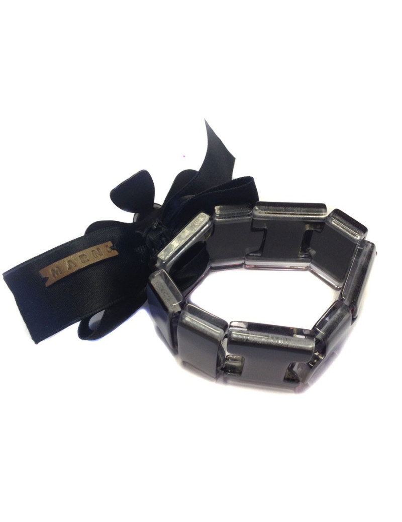 MARNI purple plexi, satin ribbon and metal flower bracelet