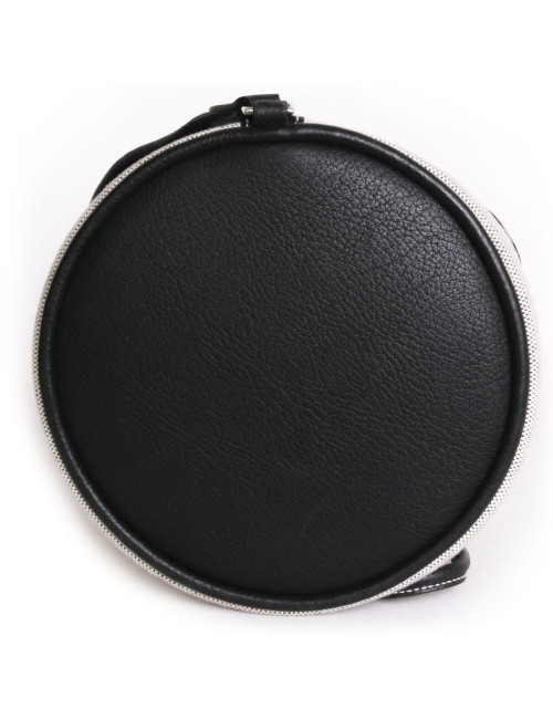 HERMES bucket in canvas and black leather bag