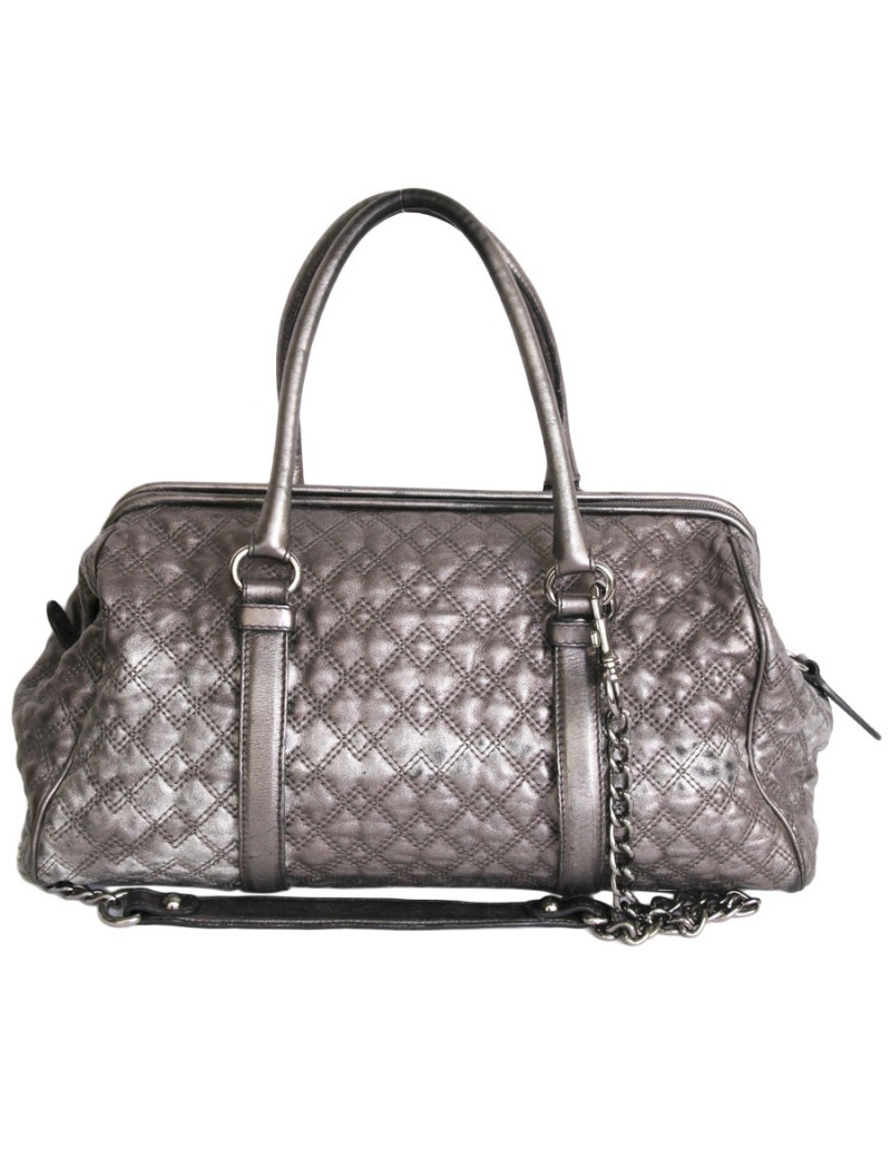 sac bowling DOLCE & GABBANA en cuir matelassé argenté