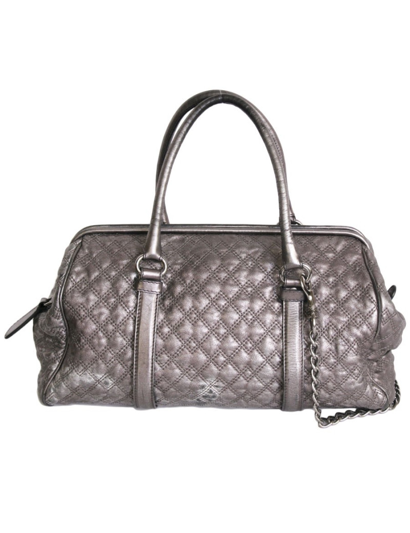 Bag bowling D & G DOLCE & GABBANA silver quilted leather
