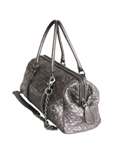 Sac bowling  D & G DOLCE & GABBANA en cuir matelassé argenté