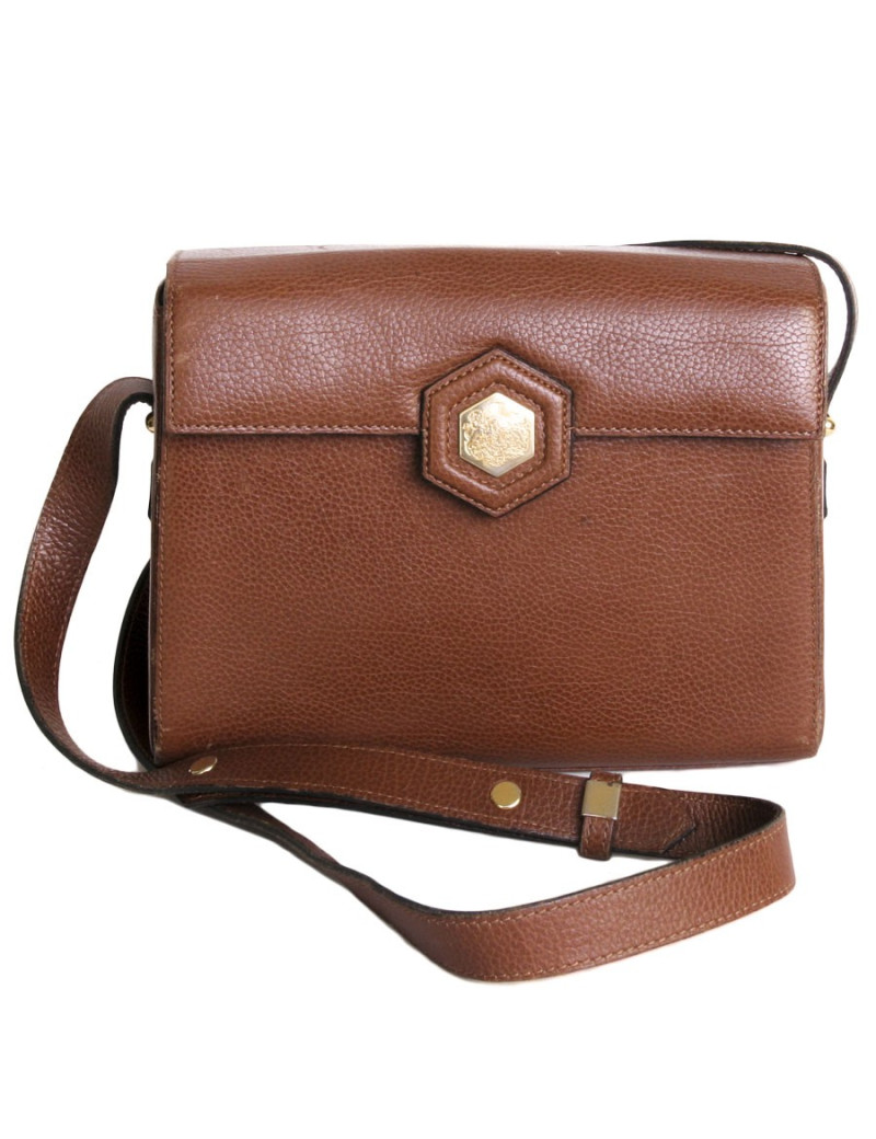 Sac besace REVILLON en cuir marron grain large